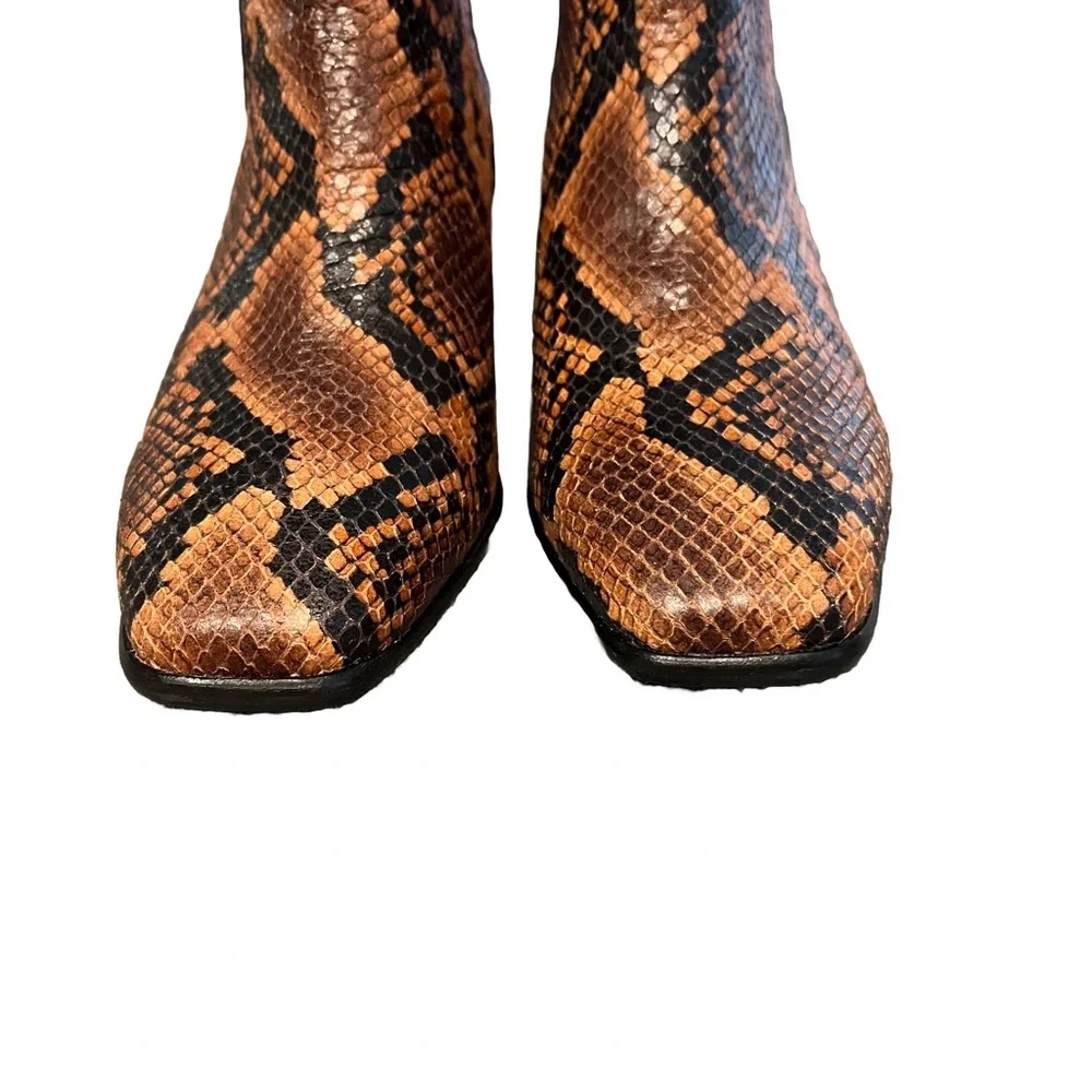 NEW Rag & Bone Aslen Snakeskin Leather Golden Brown Sz 5.5 Ankle Boots